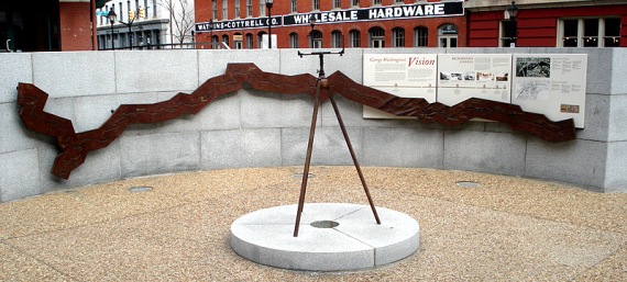 "George Washington's Vision" at the Canal Walk Turning Basin in downtown Richmond, Virginia.